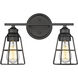 None 2 Light 15.25 inch Matte Black Bathroom Vanity Light Wall Light